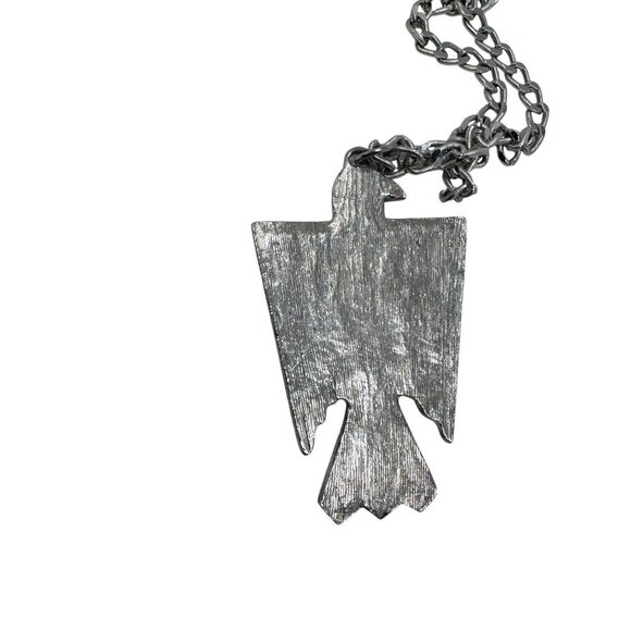 Trifari vintage 1960's silver chain with thunderbird pendant 54" long - Picture 4 of 9